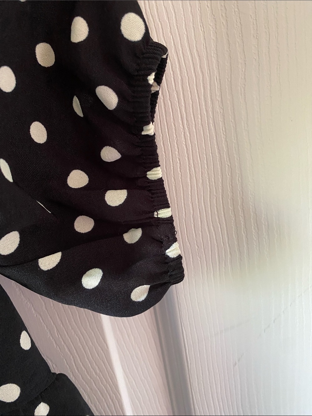 Monteau Los Angeles Black & White Polka Dot Peplum Blouse Medium - Picture 6 of 8